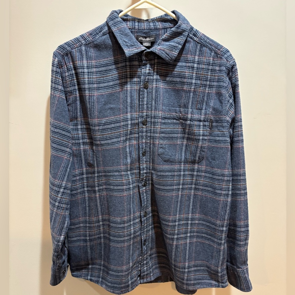 Eddie Bauer Men's Blue Plaid Shirt